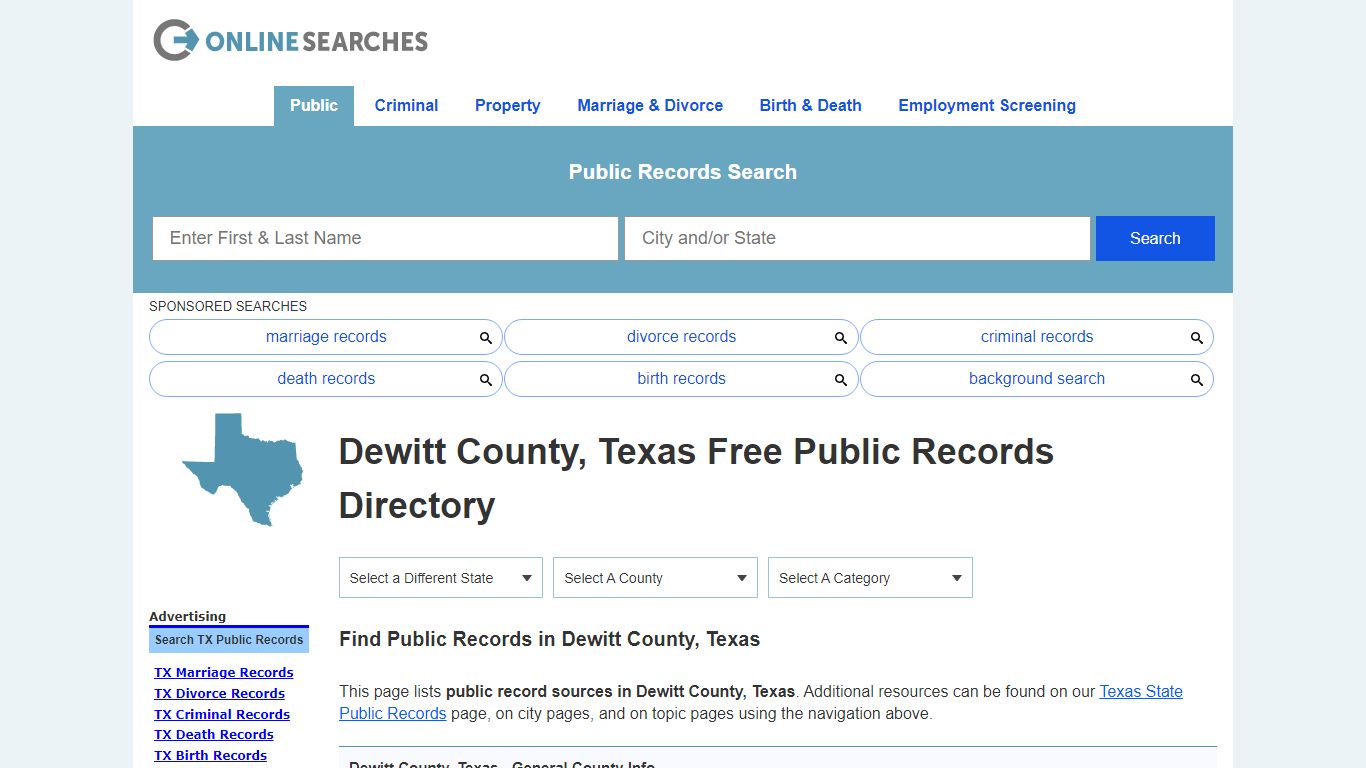 Dewitt County, Texas Public Records Directory